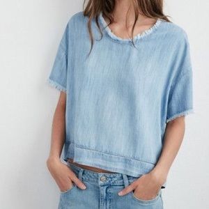 NWT Velvet X Always Judging Stevie Chambray Top S